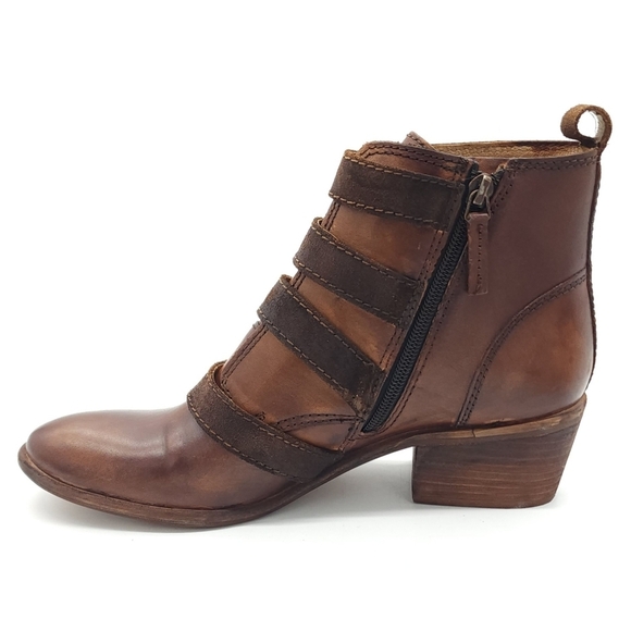 Roan by Bed Stu Zoey Tan Stacked Heel Buckle Ankle Boots Women's Size 9.5 - Picture 13 of 15